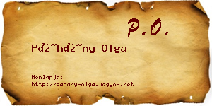 Páhány Olga névjegykártya