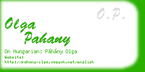 olga pahany business card
