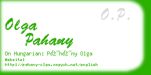 olga pahany business card